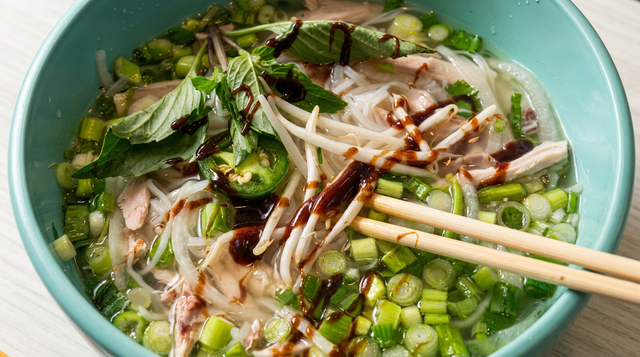 Phở Gà Đen / Dark Meat Chicken Noodle Soup.