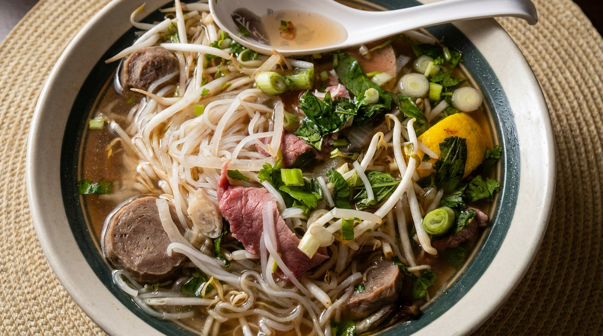 Phở Tái Bò Viên / Eye Round Steak & Beef Meatballs